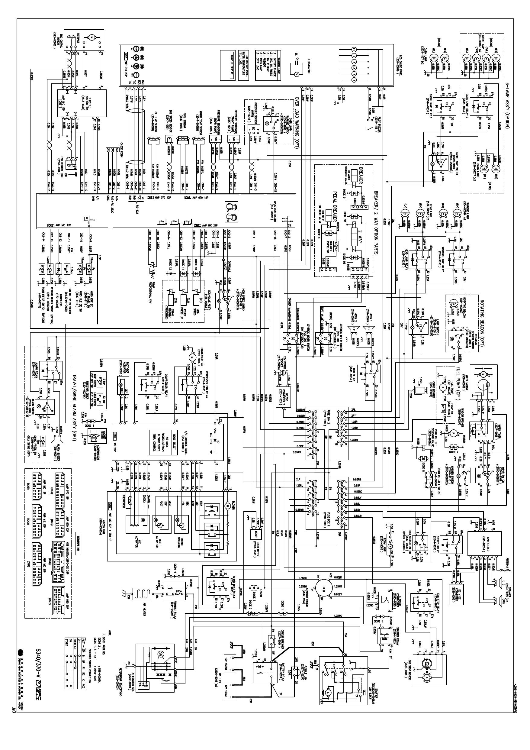 S340-V S370V ELECTRICAL CIRCUIT DIAGRAM Schematic Daewoo Doosan